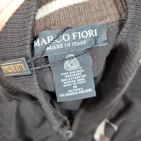 Marco Fiori Sweater Mens Size Medium 100% Brown Merino Wool V Neck Grandpa NWT - Picture 8 of 10